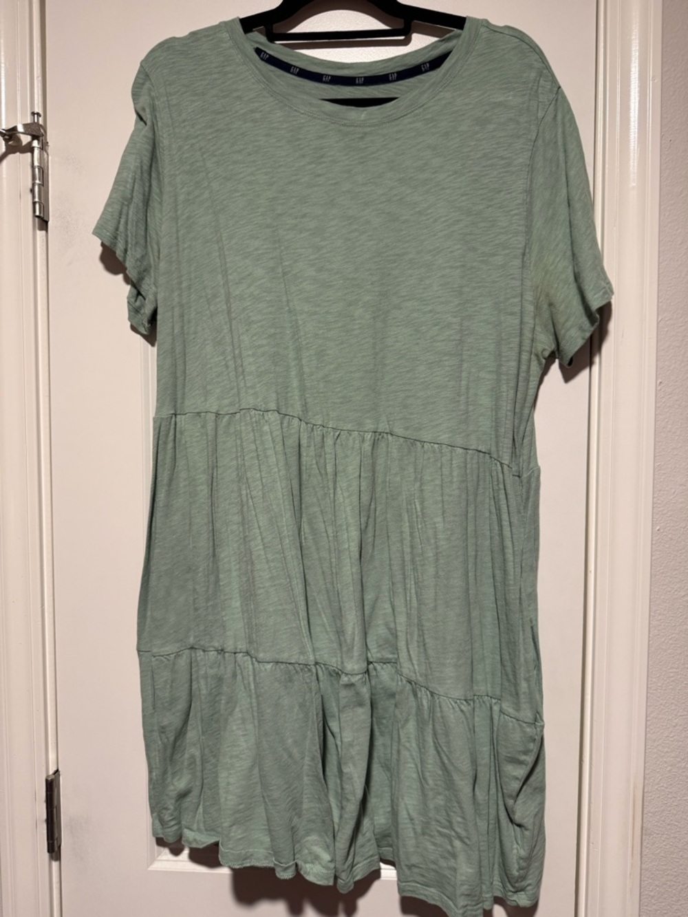 GAP Tiered Short-Sleeve Tunic Dress - Sage Green